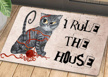 Joycorners Funny Cat Doormat, I Rule The House Gift For Cat Lovers, New Home Gift, Housewarming Gift, Cat Decor LM0210