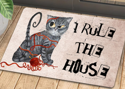 Joycorners Funny Cat Doormat, I Rule The House Gift For Cat Lovers, New Home Gift, Housewarming Gift, Cat Decor LM0210