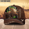 Joycorners Moose Hunting Brown Leather Pattern Mutilcolored Personalized Name 3D Cap