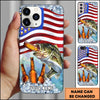 Joycorners Fishing Phone Case American Flag Beer Bottles Fish Art Personalized Name 3D Phone Case (10 Fish Species)