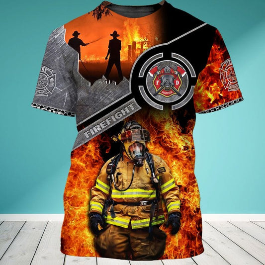Maxcorners Proud To Be Firefighter US Smoke 3D Shirt, Attractive Apparel For Firefighter Lovers LM1911