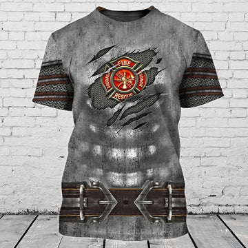 Maxcorners 3D All Over Print Firefighter Armor Shirt, Gift for Dad Firefighter, Firefighter Shirt LM1911