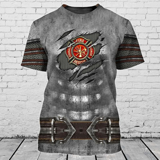 Maxcorners 3D All Over Print Firefighter Armor Shirt, Gift for Dad Firefighter, Firefighter Shirt LM1911