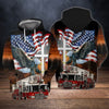 Maxcorners God Blessed Eagle Flag and Fire Truck Firefighter 3D All Over Print Shirt LM1911