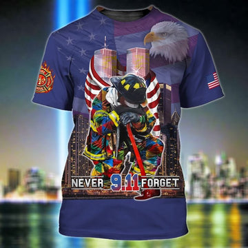 Maxcorners Lasfour Firefighter Custom Shirt Never Forget 9-11 All Gave Some Some Gave All Personalized Gift LM1911