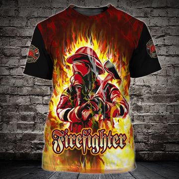 Maxcorners Firefighter First In Last Out Fire Pattern TShirt, Hero Firefighter, Gift for Firefighter Shirt LM1911