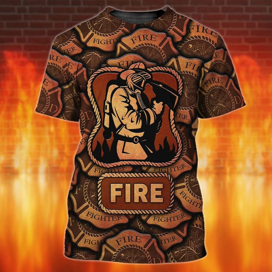 Maxcorners 3D All Over Print Logo Firefighter Pattern Vintage Shirt, Best Shirt for Dad Firefighter LM1911