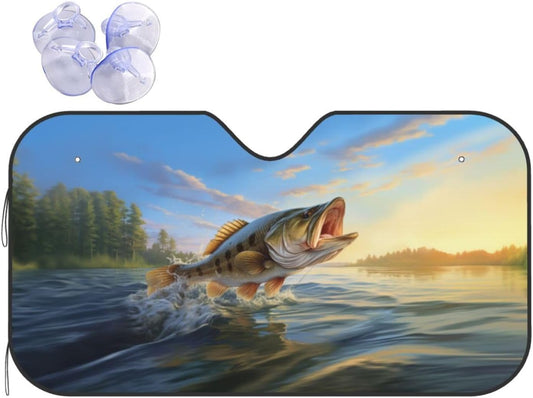 Joycorners A Bass Fishing Art Car Windshield Sun Shade