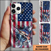 Joycorners Fishing Phone Case American Flag Lightning Design Personalized Name 3D Phone Case (10 Fish Species)