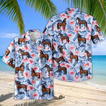 Joycorners Floral Morgan Horse Lover Hawaiian Shirt