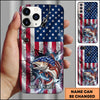 Joycorners Fishing Phone Case American Flag Lightning Design Personalized Name 3D Phone Case (10 Fish Species)