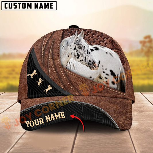 Joycorners Appaloosa Horse Black Accent Personalized Name 3D Cap
