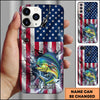 Joycorners Fishing Phone Case American Flag Lightning Design Personalized Name 3D Phone Case (10 Fish Species)