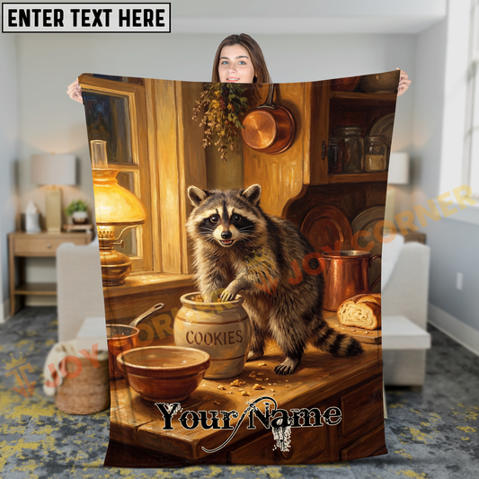 Joycorners Vintage Raccoon Baker Stealing Cookies in Kitchen Personalized 3D Blanket