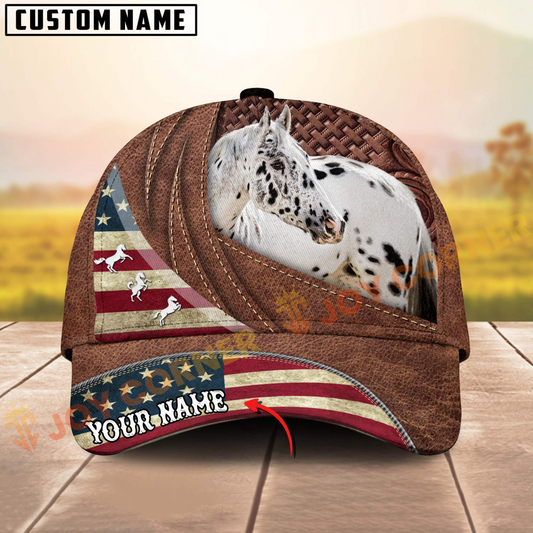 Joycorners Appaloosa Horse American Flag Personalized Name 3D Cap