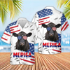 Joycorners Funny Cows Merica USA Flag Patriotic 3D Hawaiian Shirt (10 Breeds)