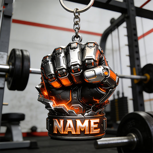 Joycorners personalized mechanical fist glove themed keychain