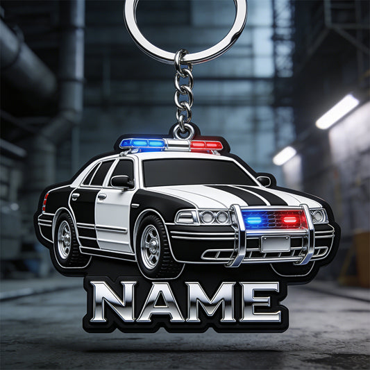 Joycorners Personalized police car themed keychain