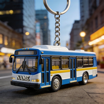 Joycorners Personalized bus themed keychain