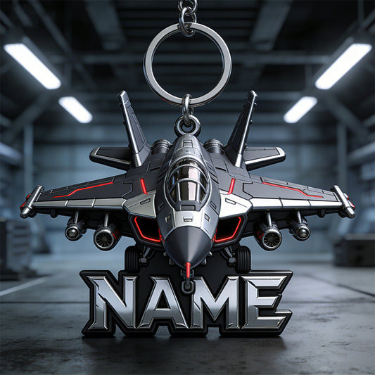 Joycorners Personalized fighter jet themed keychain
