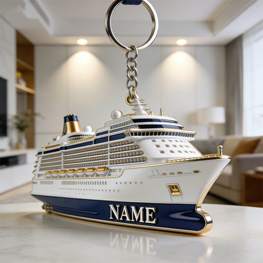 Joycorners Personalized cruise ship themed keychain