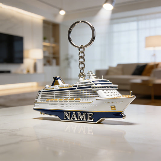 Joycorners Personalized cruise ship themed keychain