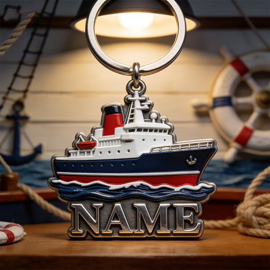 Joycorners Personalized pilot boat themed keychain
