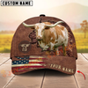 Joycorners Cattle American Flag Personalized Name 3D Hat