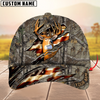 Joycorners Deer Hunting Eternity Cracked Flag Multicolor Personalized Name 3D Cap