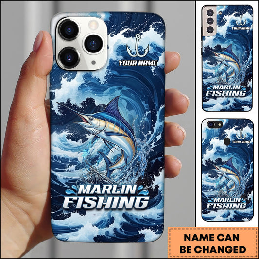 Joycorners Marlin Fishing Blue Water Wave Premium Style Sport Personalized Name Phone Case