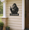 Maxcorners Personalized Bigfoot Metal Sign WITH LED/WITHOUT LED Light, Funny Sasquatch Middle Finger Wall Art, Hunter Gag Gift for Man Cave or Garage MT0110