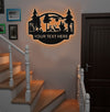 Maxcorners Personalized Deer Forest Metal Sign WITH LED/WITHOUT LED, Rustic Hunting Cabin Wall Decor, Wildlife Scene for Lodge or Mancave MT0110