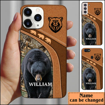 Joycorners Black Bear Hunting Personalized Name Phone Case LM1012