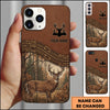 Joycorners Artist Hunting Deer Zipper Leather Brown Forest Scene Personalized Name Phone Case