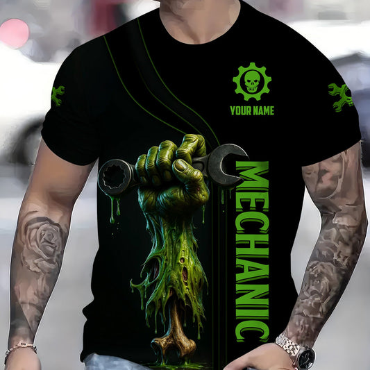 Joycorners Personalized Mechanic Shirt, I Will Not Quit I'm A Mechanic Till I Die, Zombie and Wrenches Design, Gift For Men PT2609