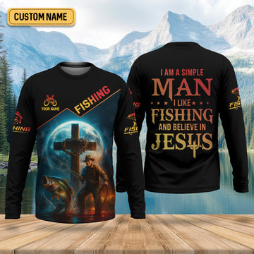 Joycorners I Like Fishing And Believe In Jesus SPF Shirt For Men, Christian Fishing, Gift For Fisherman
