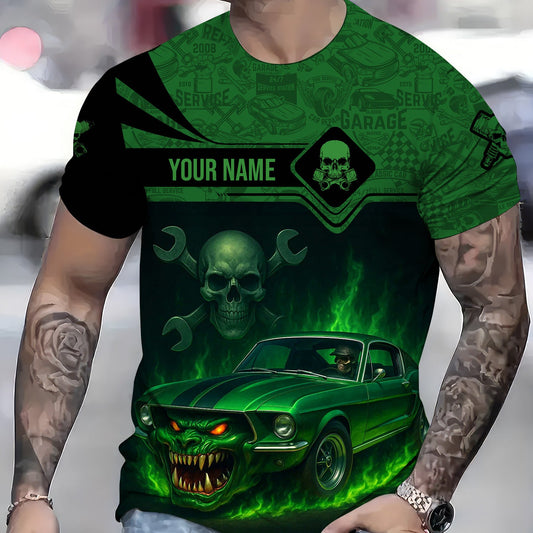 Joycorners Personalized Mechanic Shirt, I Don't Always Just Sit And Listen To My Exhaust, Monster Car Design, Gift For Men PT2609