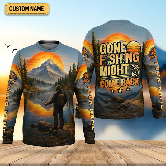Joycorners Gone Fishing Might Come Back SPF Shirts, Custom Fishing Shirts, Fishing Shirts For Men, Funny Fisherman Gift