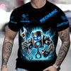 Joycorners Custom Name Mechanic Shirt Blue Flame Muscle Engine Piston Holding Wrench T Shirt PT2609