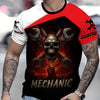 Joycorners Custom Name Mechanic Shirt Wrench Flame Skull Design T Shirt PT2609
