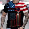 Joycorners Custom Name Mechanic Shirt Wrenches with American Flag Design T Shirt PT2609