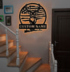 Maxcorners Personalized Deer Hunting Metal Sign WITH LED/WITHOUT LED, Rustic Buck Wall Art with American Flag, Cabin & Lodge Decor for Hunters MT0110