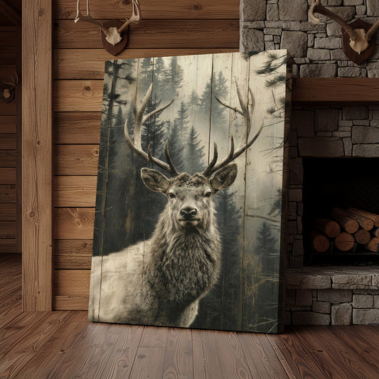 Joycorner Rustic Deer Portrait Weathered Wood Forest Canvas