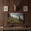Joycorner Majestic Elk Mountain Ridge Misty Forest Landscape Canvas