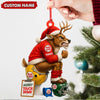 Joycorners Personalized Football Christmas Ornament, Custom Reindeer Santa Touchdown Decoration, Funny Custom Name Team Logo Gift MT2411
