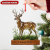 Joycorners Personalized Geometric Deer Christmas Ornament, Custom Name Buck Hunter Gift, Crystal Style Woodland Holiday Decor MT2411