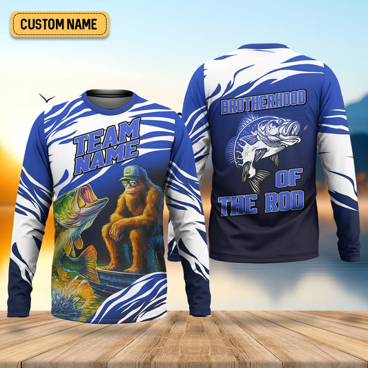 Joycorners Brotherhood Of The Rod, Bigfoot Fishing Shirt, Long Sleeve Sun Shirt, Presents For Fishermen