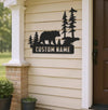 Maxcorners Personalized Bear Metal Sign WITH LED/WITHOUT LED Light Custom Name Mountain Scene Wall Art Cabin Lodge Rustic Decor Gift MT0110