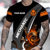 Joycorners Personalized Mechanic Shirt, Skull Wrenches Flame Design, Mechanic Uniforms, Gift For Men PT2609