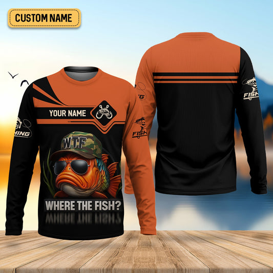 Joycorners WTF Where The Fish Camo Tournament Fishing Shirts, Funny Fishing Shirt, SPF Shirt For Men, Men's Fishing Shirt